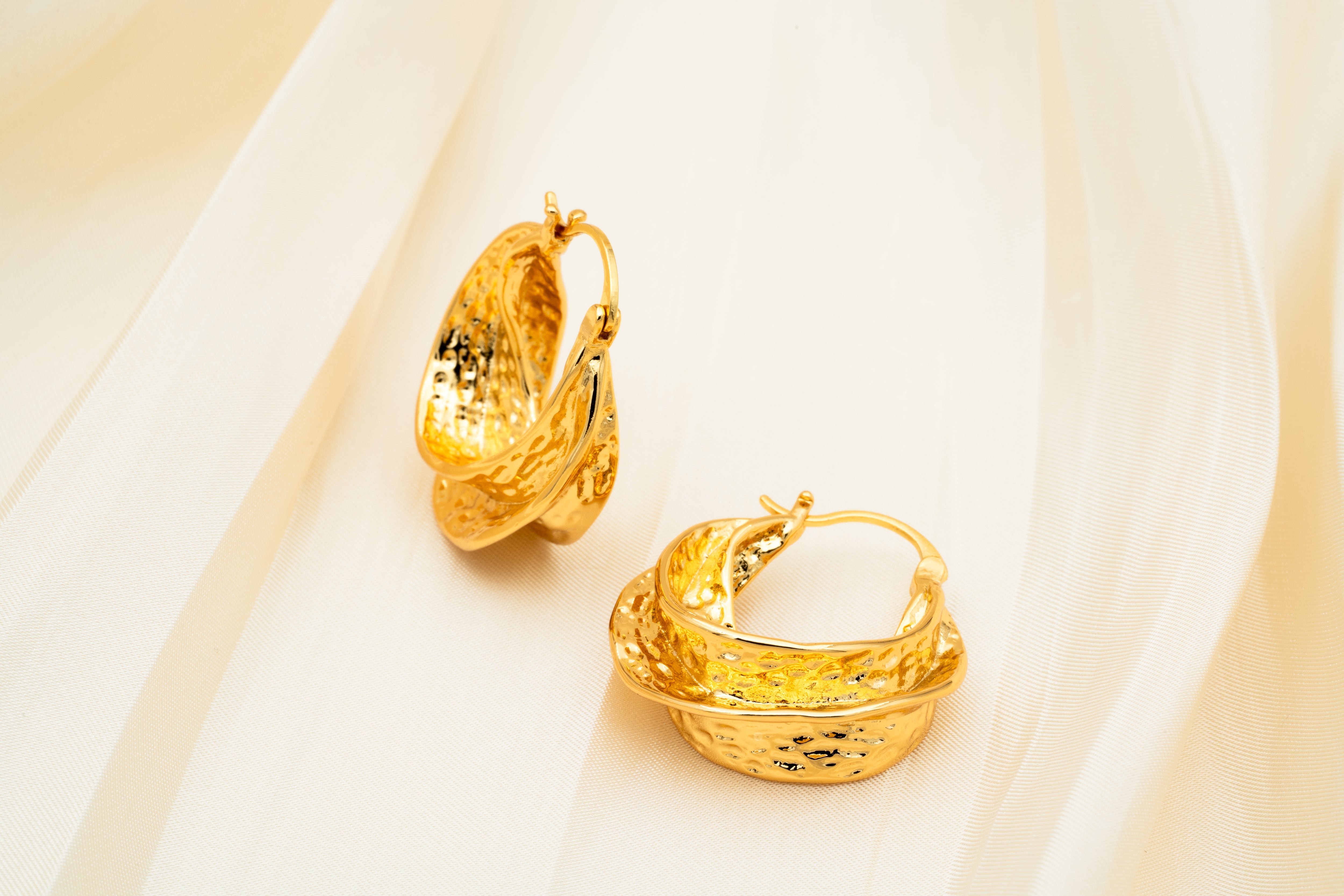 full gold hoop earrings with casual outfit