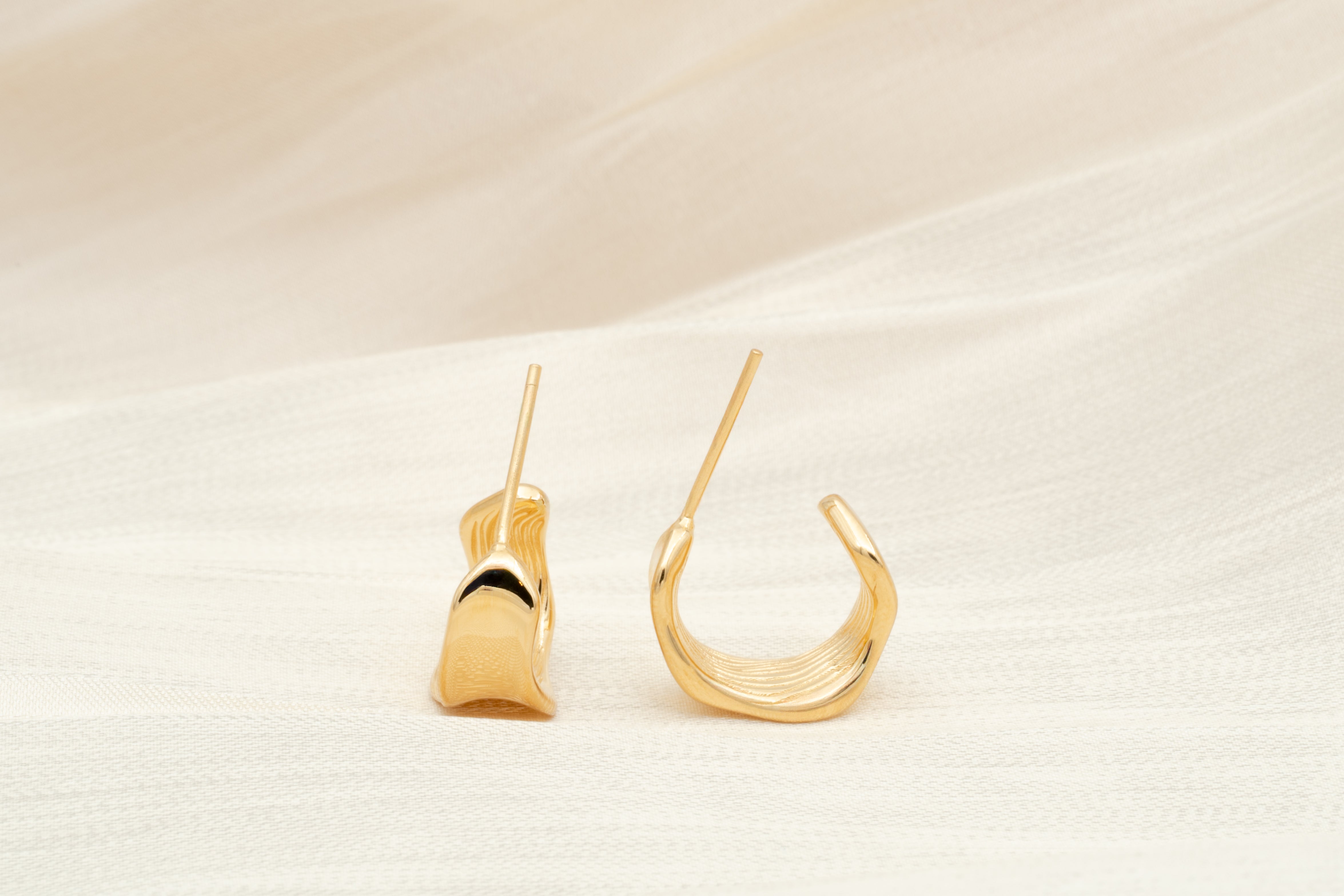 Golden Wave Half Hoop Earrings