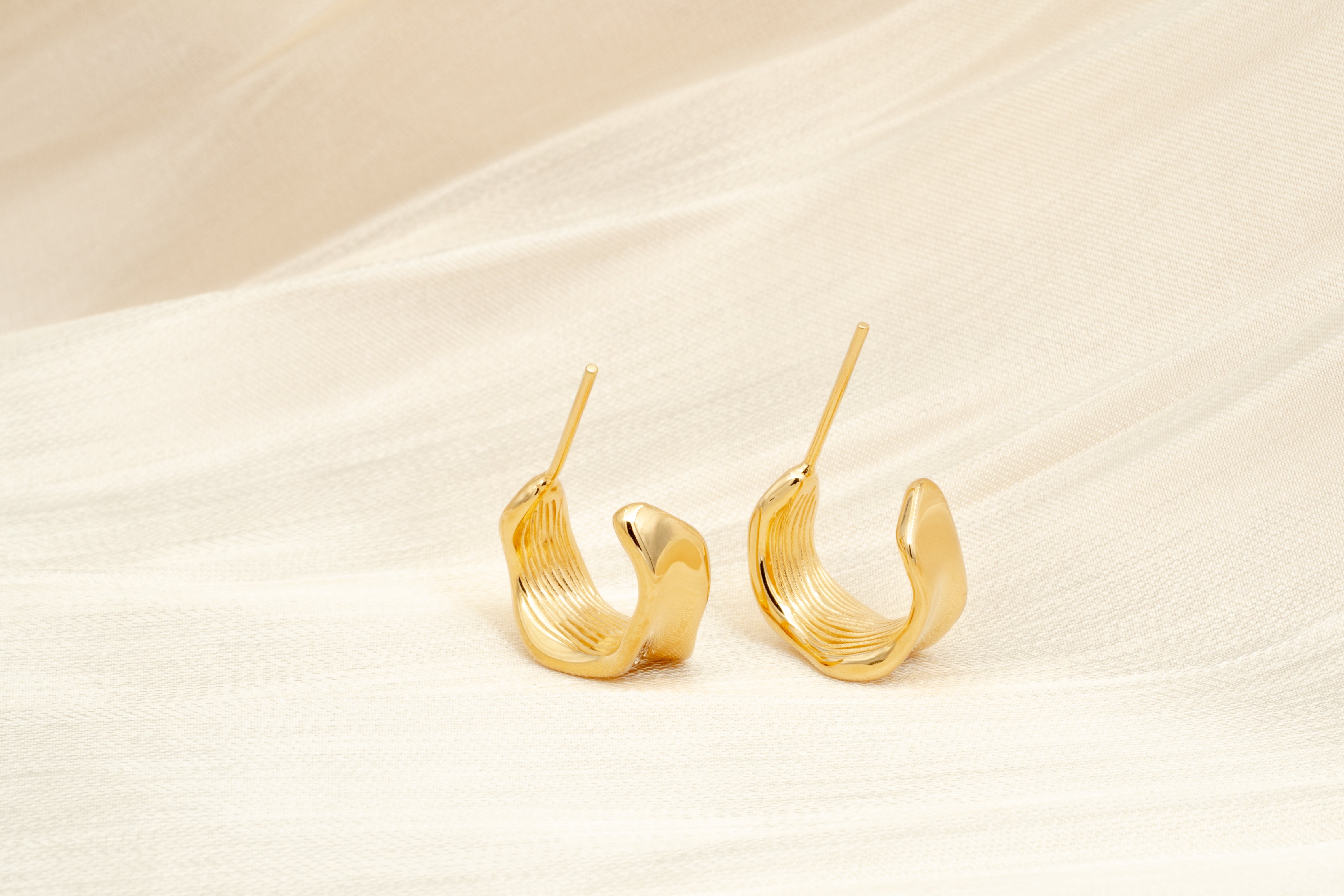 Golden Wave Hoop Earrings