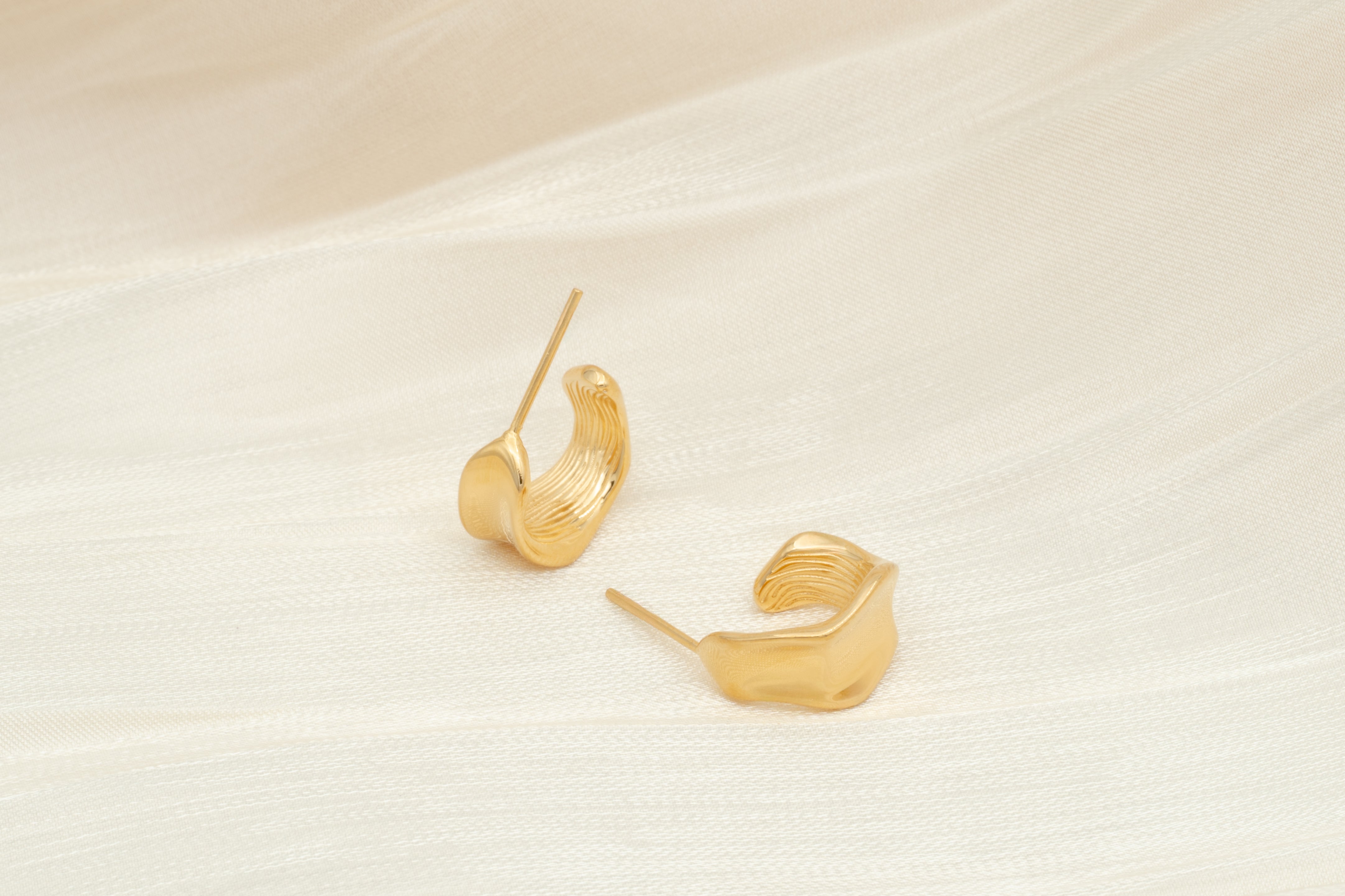 Golden Wave Hoop Earrings