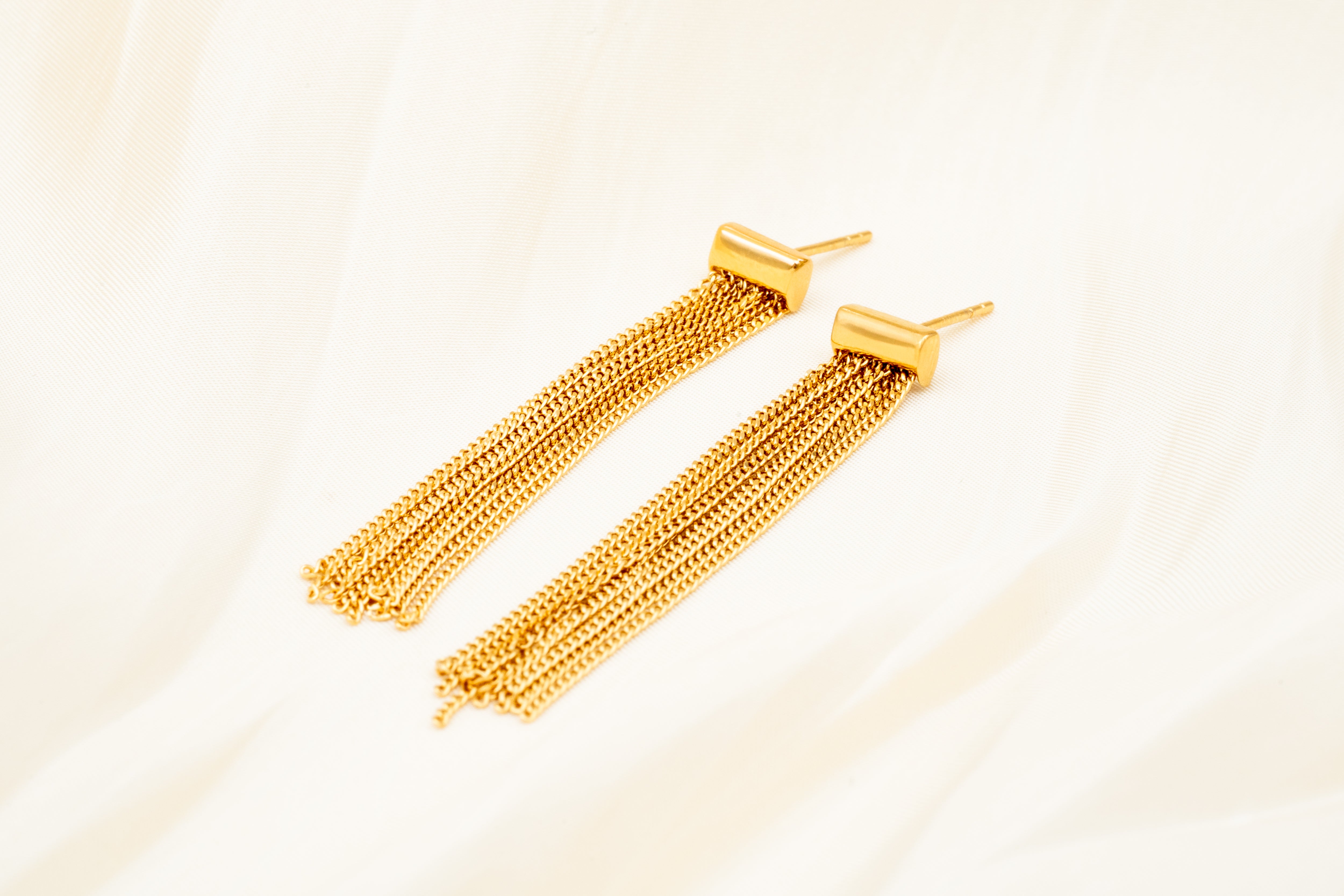 Golden Cascade Tassel Earrings